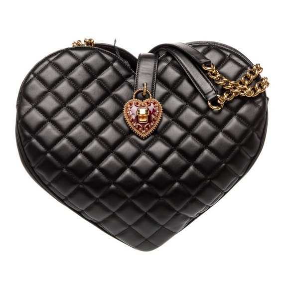 Dolce & Gabbana Handbags - Dolce & Gabbana Black Quilted Heart Bag RARE!!